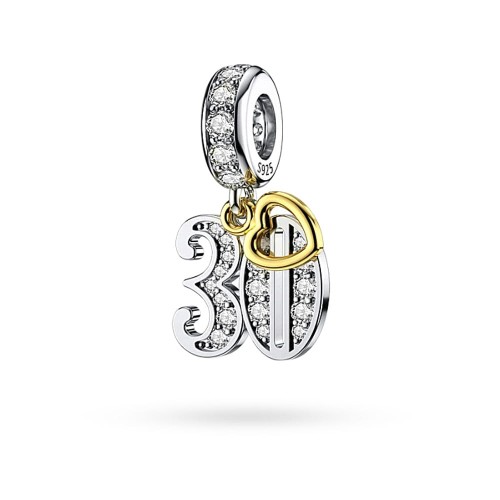 Srebrna zawieszka wisiorek 30 urodziny serce cyrkonie Charms Z543-925 marko