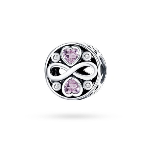Srebrna zawieszka wisiorek serca nieskończoność różowe Charms  Z538-925-R marko
