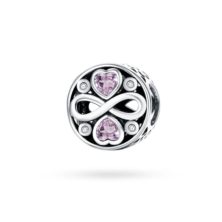 Srebrna zawieszka wisiorek serca nieskończoność różowe Charms  Z538-925-R marko