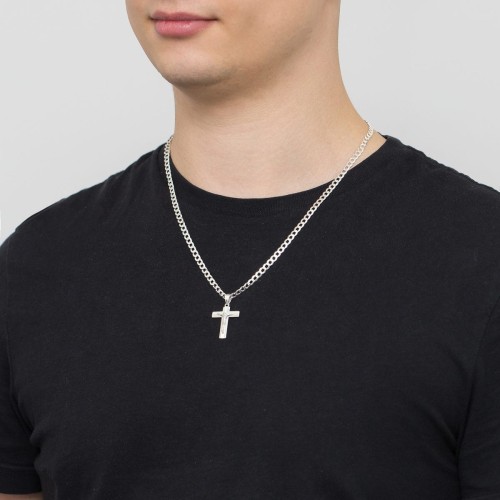 Srebrny krzyżyk nacinany zdobiony