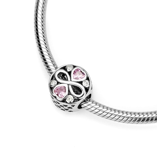 Srebrna zawieszka wisiorek serca nieskończoność różowe Charms  Z538-925-R marko