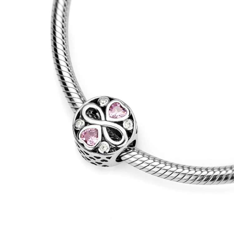 Srebrna zawieszka wisiorek serca nieskończoność różowe Charms  Z538-925-R marko