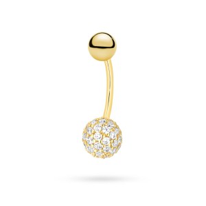 Złoty kolczyk do pępka kulki cyrkonie piercing