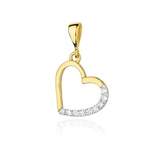 Złoty wisiorek serduszko z brylantami 0,13ct
