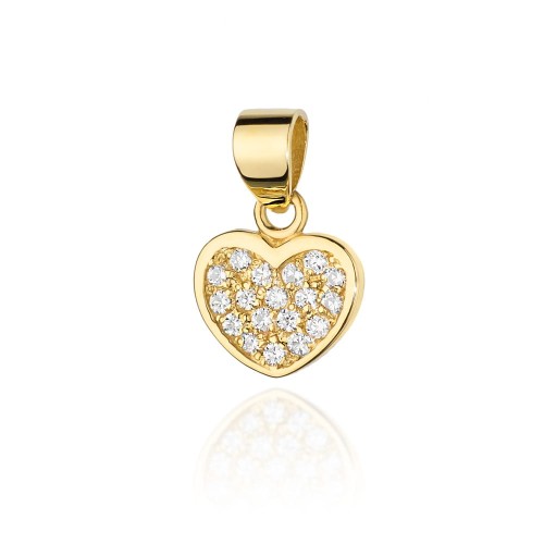 Złota zawieszka serduszko z brylantami 0,15ct
