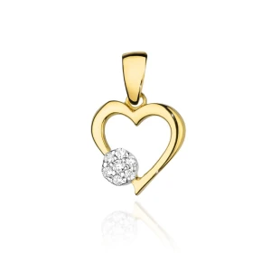 Złota zawieszka serce kółko z brylantami 0,06ct