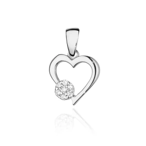 Zawieszka z białego złota serce  kółko z brylantami 0,15ct
