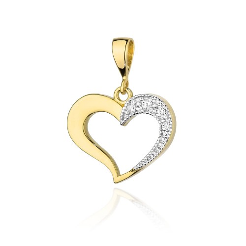 Złota zawieszka wisiorek serce z brylantami 0,06ct