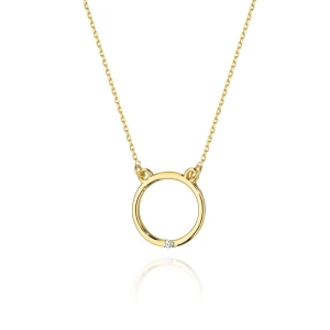 Złoty naszyjnik celebrytka z brylantem ring