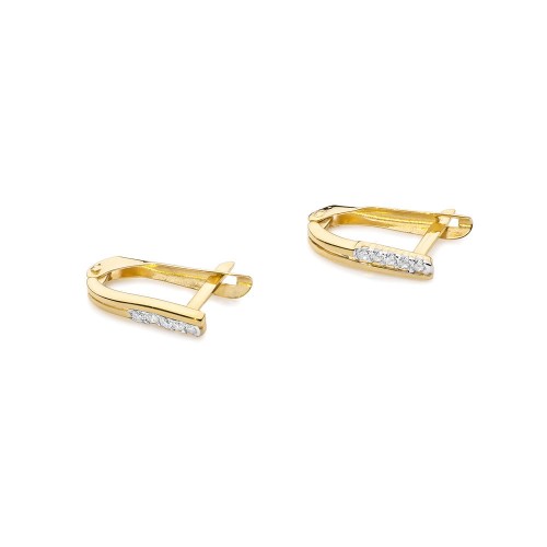 Złote kolczyki klasyczne paski z brylantami 0,15ct KO-028-585-B0.15 marko