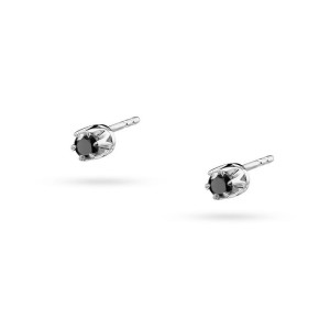 Kolczyki z czarnymi brylantami z białego złota klasyczne basic 0,24ct