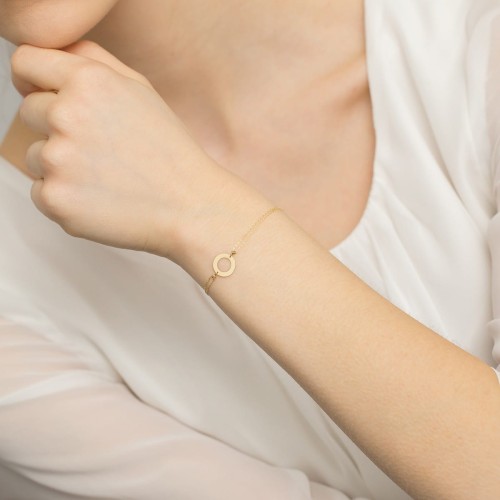 Bransoletka ring karmna złotym łańcuszku cyrkonia łezka Supreni B940-585 marko