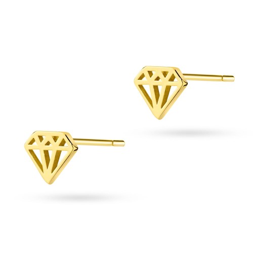 Złote kolczyki geometryczne diamenty brylanty Supreni K456-333 marko