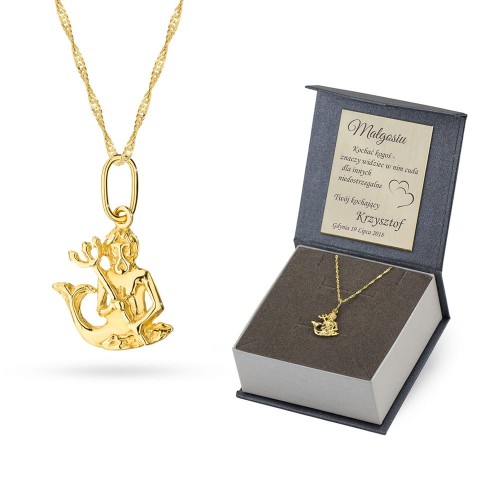 Złoty naszyjnik znak zodiaku Wodnik łańcuszek zawieszką Zodiak 
 Z062-333-L001-45 marko