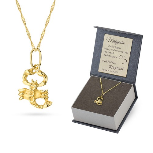 Złoty naszyjnik znak zodiaku Skorpion łańcuszek zawieszką Zodiak Z060-333-L001-45 marko