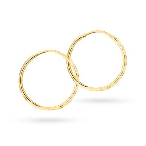 Złote kolczyki diamentowane koła kreolki Jeso 20mm