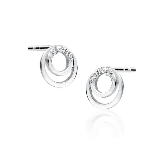Kolczyki z białego złota podwójne kółeczka z brylantami 0,03ct CK033-B585-B0.03 marko