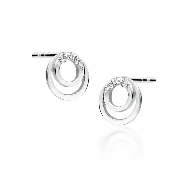 Kolczyki z białego złota podwójne kółeczka z brylantami 0,03ct CK033-B585-B0.03 marko