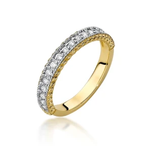 Złoty pierścionek obrączka z brylantami 0.24ct Soledo