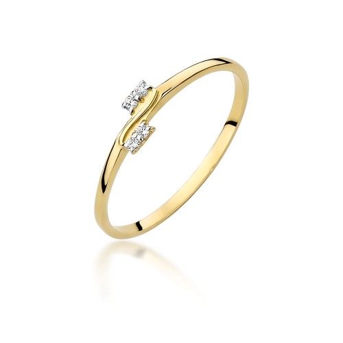 Złoty delikatny pierścionek z brylantami 0.03ct Obietnice