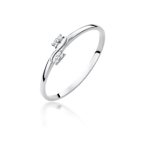 Delikatny pierścionek z białego złota brylantami 0.03ct Obietnice