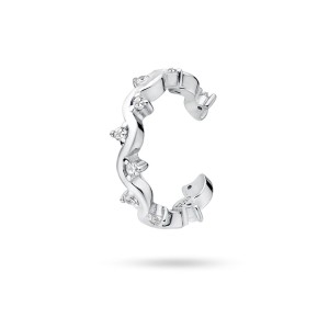 Srebrny kolczyk kółko nausznica nakładka fake piercing cyrkonie falka