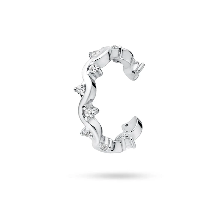 Srebrny kolczyk kółko nausznica nakładka fake piercing cyrkonie falka K1177-925-S marko