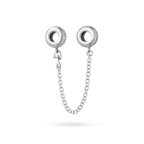 Srebrny łańcuszek zabezpieczający Charms koralik cyrkonie L238-925-S marko