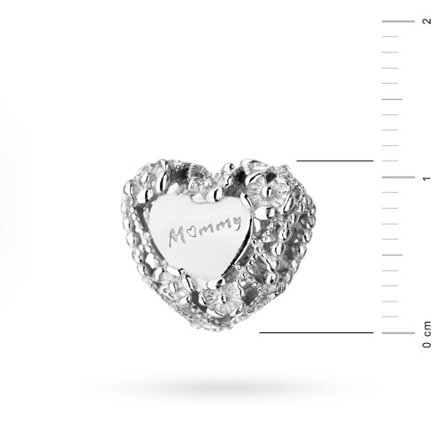 Srebrna zawieszka wisiorek Charms ażurowe serce Mommy kwiaty Z562-925-S marko