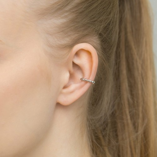 Srebrny kolczyk kółko nausznica nakładka fake piercing kuleczki 
 K1114-925-S marko