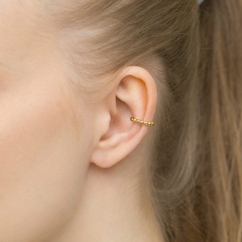 Pozłacany kolczyk kółko nausznica nakładka fake piercing kuleczki K1114-925-Z marko