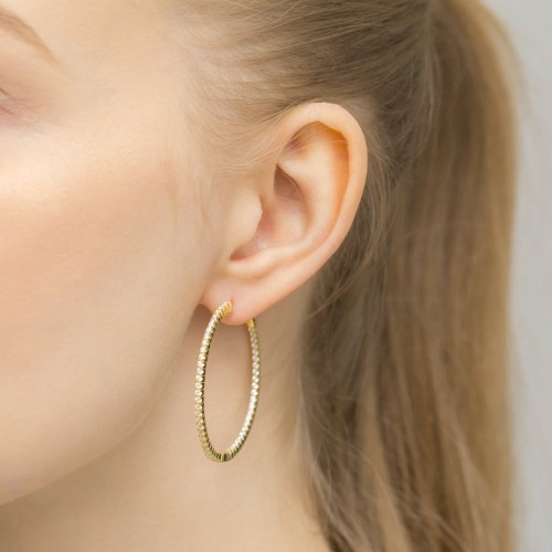 Pozłacane kolczyki duże koła z cyrkoniami Soledo K1158-925-Z marko