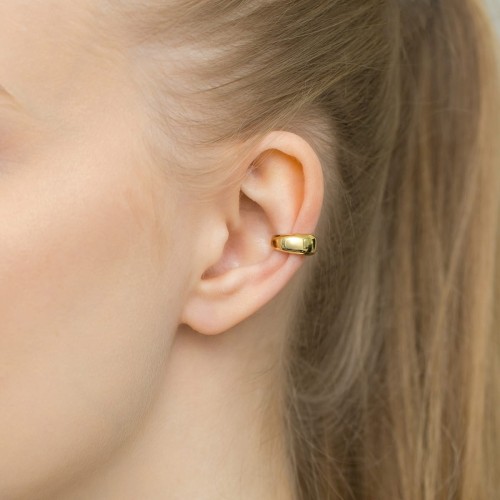 Pozłacany kolczyk szerokie kółko nausznica nakładka fake piercing K1178-925-Z marko