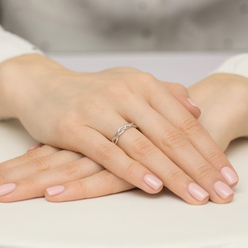 Srebrny pierścionek zaplatany delikatny Supreni