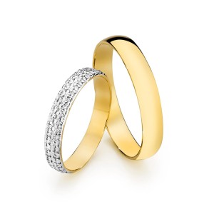 Obrączki lekko zaokrąglone 3,5 i 4mm brylanty 0,20ct