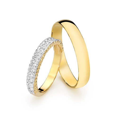 Obrączki 3,5 i 4mm brylanty 0,25ct zdobiona damska MARKO