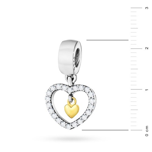 Srebrna zawieszka wisiorek Charms serce w sercu