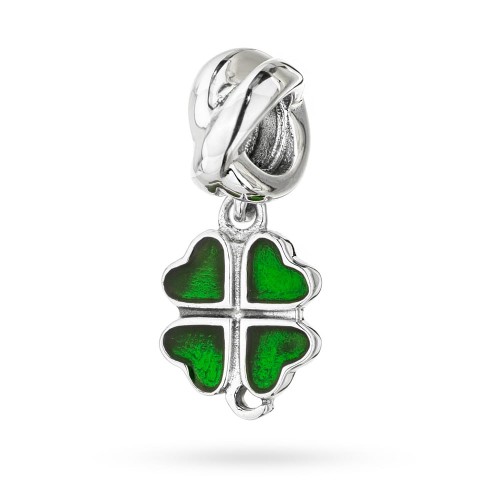 Srebrna zawieszka wisiorek Charms zielona koniczynka na szczęście Z581-925-ZS marko