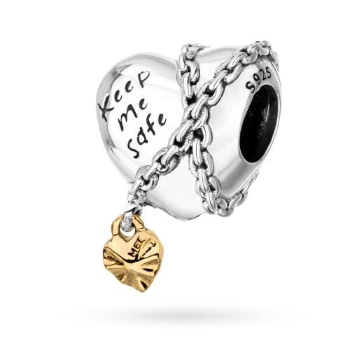 Srebrna zawieszka wisiorek Charms serce łańcuszek Keep me safe Z580-925-RS marko