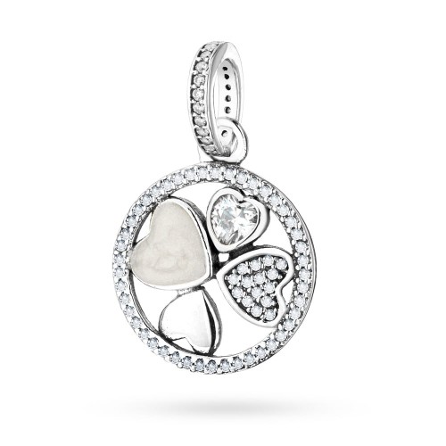 Srebrna zawieszka wisiorek Charms koniczynka na szczęście cyrkonie Z578-925-S marko