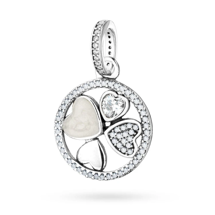 Srebrna zawieszka wisiorek Charms koniczynka na szczęście cyrkonie Z578-925-S marko