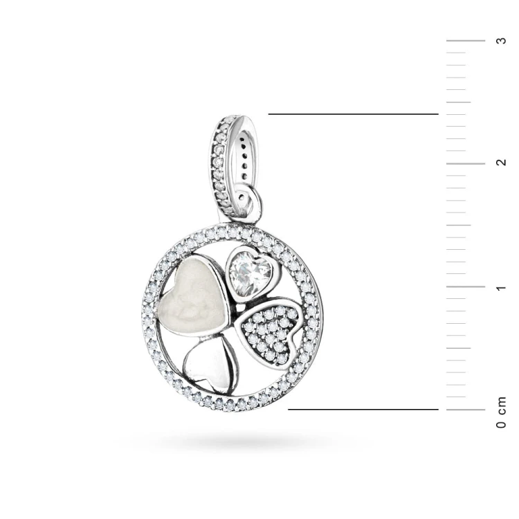 Srebrna zawieszka wisiorek Charms koniczynka na szczęście cyrkonie Z578-925-S marko