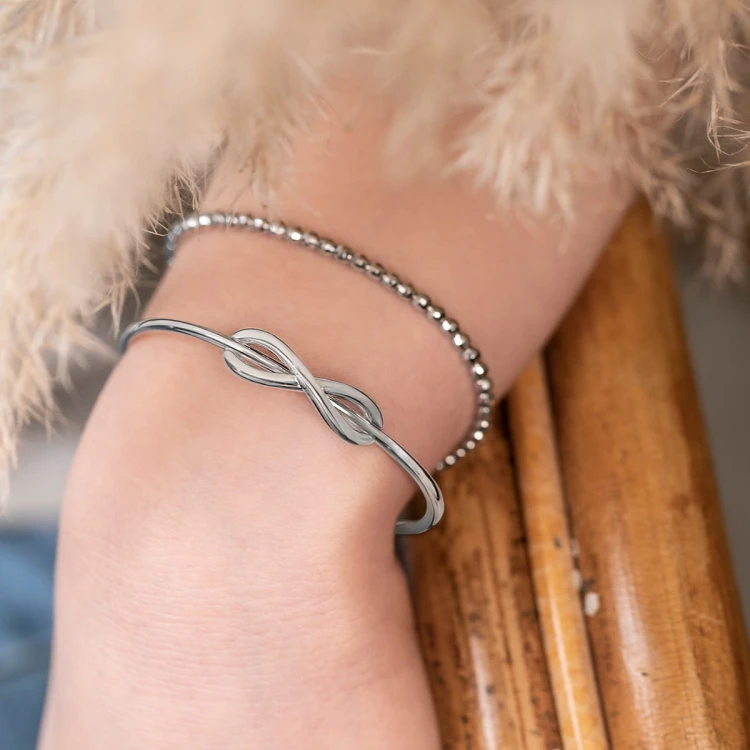 Srebrna sztywna bransoletka bangle nieskończoność Virino B136-925-S marko