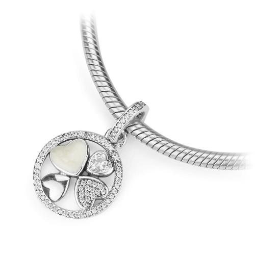 Srebrna zawieszka wisiorek Charms koniczynka na szczęście cyrkonie Z578-925-S marko