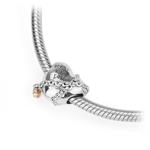 Srebrna zawieszka wisiorek Charms serce łańcuszek Keep me safe Z580-925-RS marko