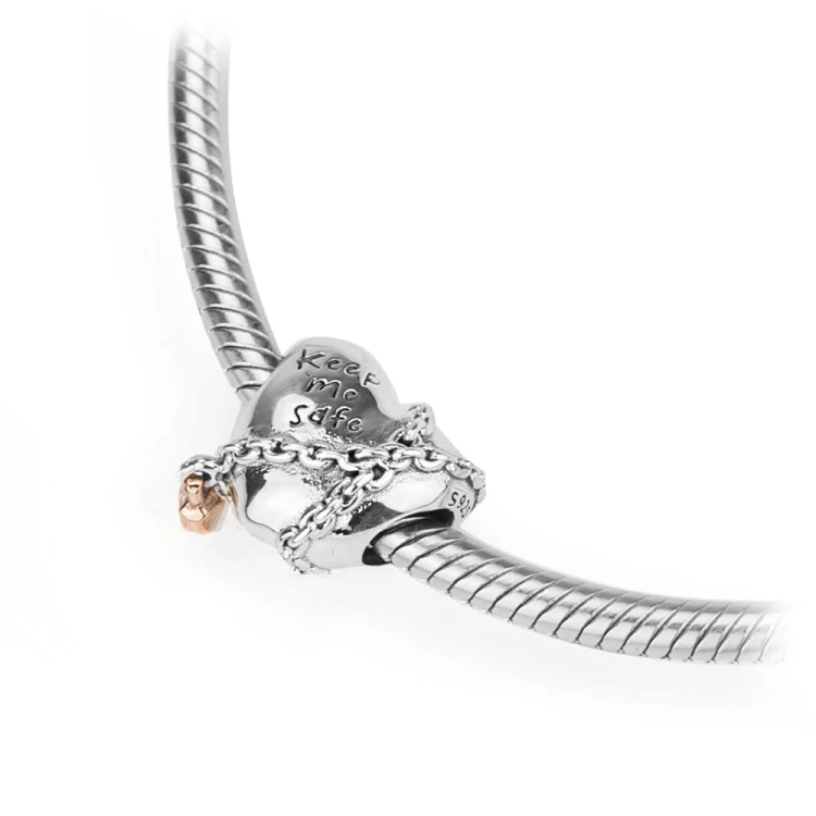Srebrna zawieszka wisiorek Charms serce łańcuszek Keep me safe Z580-925-RS marko