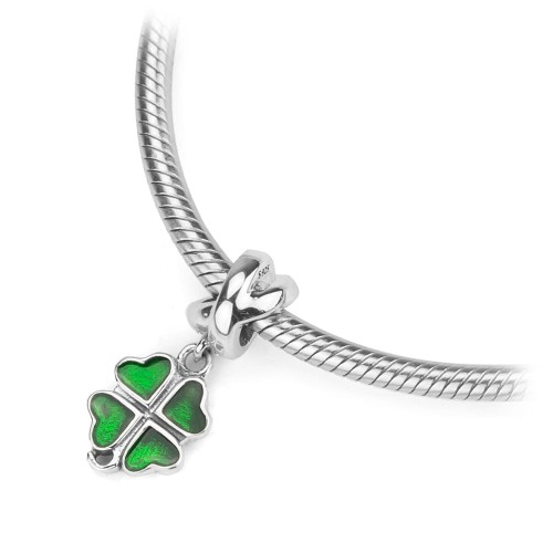 Srebrna zawieszka wisiorek Charms zielona koniczynka na szczęście Z581-925-ZS marko