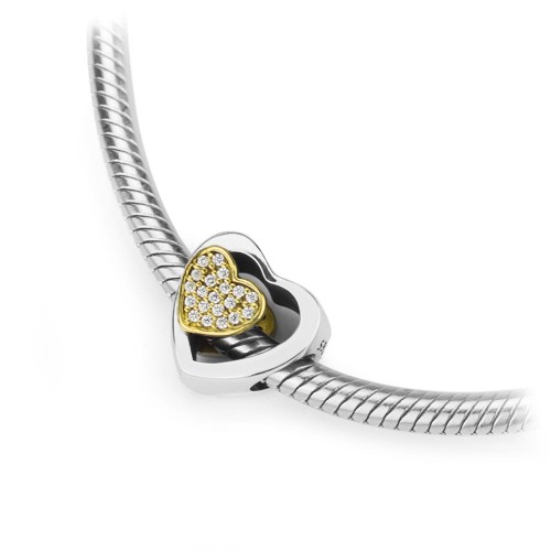 Srebrna zawieszka wisiorek Charms dwa serca cyrkonie Z586-925-ZS marko