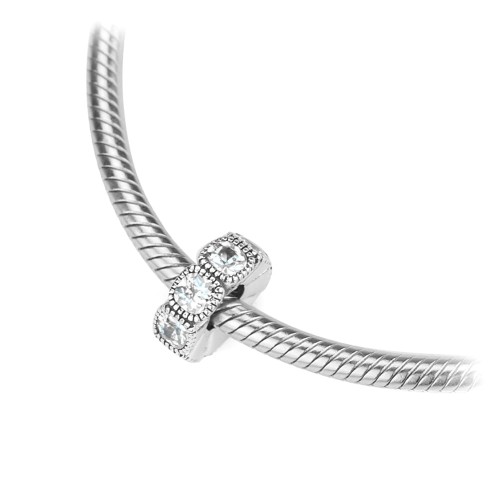 Srebrna zawieszka wisiorek Charms przekładka kwadratowe cyrkonie Z595-925-S marko