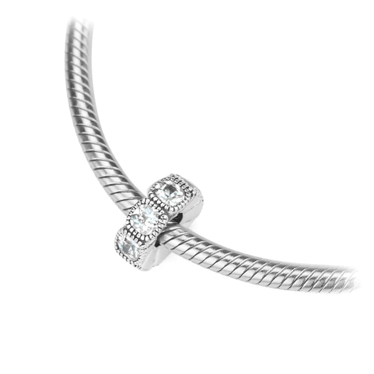 Srebrna zawieszka wisiorek Charms przekładka kwadratowe cyrkonie Z595-925-S marko